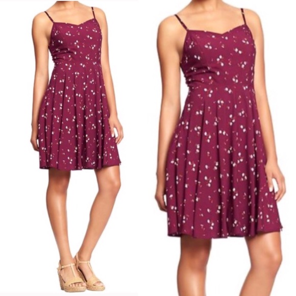 old navy maroon floral dress